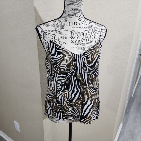 ANTHROPOLOGIE x Rdalamal brown motif animal print tank top size 2 new!! - Picture 1 of 6